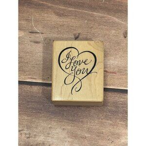 RARE 2000 PSX C-3029 I LOVE YOU HEART WOOD MOUNTED RUBBER STAMP VALENTINE